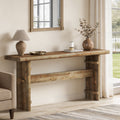 Fnova 63-Inch Farmhouse Console Table, Solid Wood Entryway Table, Long Sofa Table Behind Couch for Foyer, Hallway, Living Room,WM010373_DBN_US