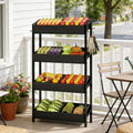 Fnova 55.1" 4-Tier Storage Shelf, Wooden Kitchen Rack, Fruit & Vegetable Organizer Shelf for Snacks, Kitchen Storage Shelving Unit,Black