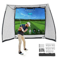 Fnova 11x8ft Golf Simulator Hitting Net with Impact Screen, Golf Net with Noise-Reducing Target Cloth, Heavy-Duty Range Cage for Swing Driving Home Backyard Garage, Golfer Gift for Men Dad Him