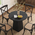Fnova 31.5" Round Dining Room Table for 2-4 Person, Farmhouse Small Kitchen Dinner Table with Square Base for Dining Room Living Room, Black