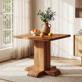 Fnova 31.5" Solid Wood Square Dining Table for 2-4 People, Farmhouse Kitchen Table with Pedestal Base, Natural Wood Finish