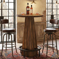 Fnova 37.4" Counter Height Pub Table, Round Bar Table for Dining Room, Tavern, Coffee Corner, Party, Rustic Brown