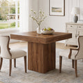 Fnova 39" Small Square Dining Table for 4, Wooden Kitchen Dinner Eating Table with Sturdy Pedestal Base for Dining Room, Kitchen, Apartments, Rustic Brown