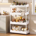 Fnova 4-Tier Fruit and Vegetable Storage Rack with Wheels, 55.12" H Rolling Produce Stand, Kitchen Pantry Storage Shelf with Locking Casters, Snack Organizer for Home, Office, Store, White