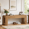 Fnova 47" Farmhouse Entryway Bench, Wood End of Bed Seat for Living Room, Entryway, Brown