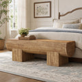 Fnova 47" Farmhouse Solid Wood End of Bed Bench, Wooden Entryway Bench for Bedroom, Hallway, Brown