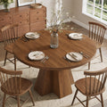 Fnova 47" Round Wooden Dining Table, Farmhouse Kitchen Table with Sturdy Base for Kitchen, Dining Room, Living Room, Brown