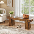 Fnova 47" Solid Wood Entryway Bench with Thickened Legs, Farmhouse End of Bed for Entry, Hallway, Brown