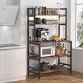 Fnova 5-Tier Kitchen Bakers Rack with Microwave Oven Stand Kitchen Storage Shelf, Coffee Bar Station Island Table for Pots Spices Pans, Rustic Brown