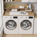 Fnova 54" 2-Tier Washer Dryer Countertop with Ironing Mat, Laundry Topper Organization with Storage Shelf, Waterproof, Stain-Resistant, Oak