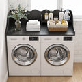 Fnova 54" 2-Tier Washer Dryer Countertop with Storage Shelf, Laundry Topper Organization with Non-Slip Pads, Waterproof, Stain-Resistant, Black