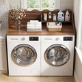 Fnova 54" 2-Tier Washer Dryer Countertop with Storage Shelf, Laundry Topper Organization with Non-Slip Pads, Waterproof, Stain-Resistant, Brown