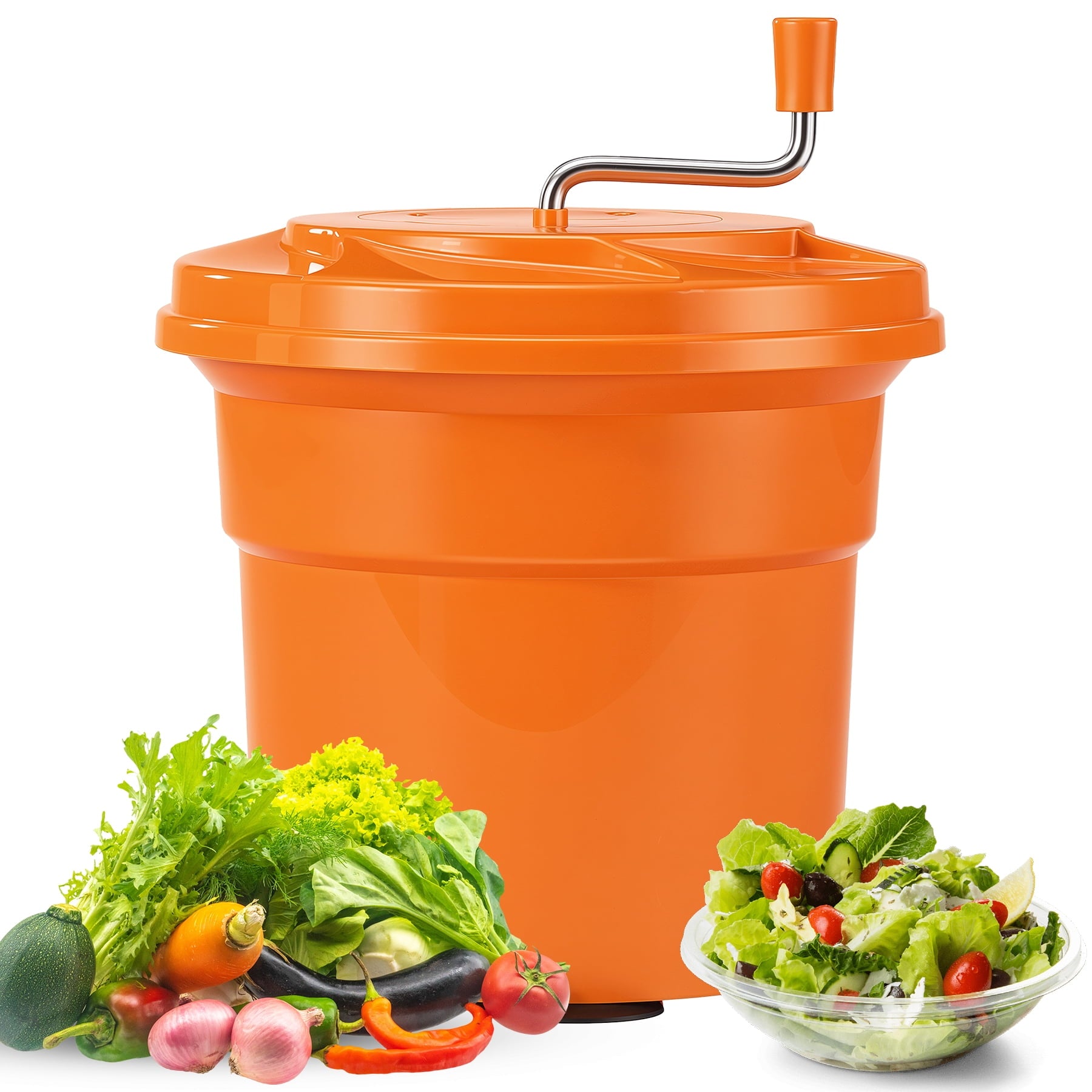 Fnova 6.6 Gallon Commercial Manual Salad Spinner, 26.42 Qt Lettuce Dryer with 4.92 ft Drain Tube & Anti-Slip Feet