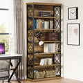 Fnova 6-Tier Bookcase with Storage Shelves & Metal Frame, 72.83'' Tall Industrial Bookshelf for Home Office, Living Room, Brown & Black
