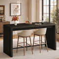 Fnova 63" Bar Table with Metal Footrest, Modern Counter Height Pub Table, Home Bar Unit for Kitchen, Dining Room, Black