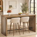 Fnova 63" Bar Table with Metal Footrest, Modern Counter Height Pub Table, Home Bar Unit for Kitchen, Dining Room, Brown