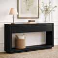Fnova 63" Console Table with 2 Drawers, Farmhouse 2-Tier Sofa Console for Entryway, Hallway, Foyer, Black