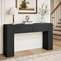 Fnova 63" Farmhouse Console Table with 2 Hidden Drawers, Long Sofa Table for Living Room, Black