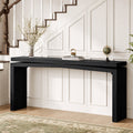 Fnova 63" Farmhouse Solid Wood Console Table, Sofa Table Behind Couch for Entryway, Easy Assembly, Black