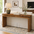Fnova 63" Farmhouse Solid Wood Console Table, Sofa Table Behind Couch for Entryway, Easy Assembly, Brown