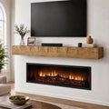 Fnova 63-Inch Solid Wood Floating Fireplace Mantel Shelf, Rustic Wooden Floating Shelf with Live Edge for Fireplace Wall, Living Room, Bedroom, Brown