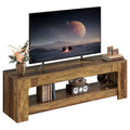 Fnova 63 Inch TV Stand for 55/60/65/75 Inch TVs, Farmhouse Entertainment Center with Storage Shelf, Rustic Brown TV Console for Living Room and Bedroom