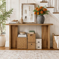 Fnova 63" Rustic Oak Console Table for Entryway, Sofa Tables for Living Room, Behind The Couch Table, Narrow Long Hallway Table