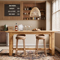 Fnova 63" Solid Wood Bar Height Table, Rectangle Counter Height Table High Top Pub Table for Home Bar & Kitchen, Brown