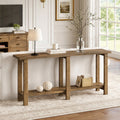 Fnova 70.9" Long Wooden Sofa Table Behind Couch, Farmhouse Solid Wood Console Table, Natural Brown