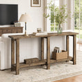 Fnova 70.9" Long Wooden Sofa Table Behind Couch, Farmhouse Solid Wood Console Table, Rustic Brown