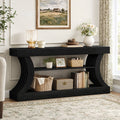 Fnova 71" Long Console Table with Storage, 3-Tier Farmhouse Sofa Table Behind Couch for Entrance, Hallway, Foyer, Living Room, Black