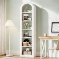 Fnova 74.8" Open Arch Bookcase, 6-Tier Display Storage Shelf, Space-Saving Farmhouse Bookshelf for Living Room, Bedroom, Home Office, White