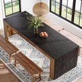 Fnova 78.7" Extra Long Dining Table for 6-8, Rectangular Farmhouse Kitchen Table for Dining Room, Living Room, Heavy Duty, Black