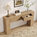 Fnova Entryway Console Table with 2 Drawers, 63" Rustic Wooden Sofa Table, Brown