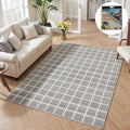 Fnova Modern Plaid 5x7 Grey Area Rugs for Living Room, Checkered Washable Bedroom Dining Room Rug