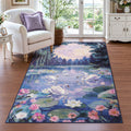 Fnova Washable Area Rug, 3x5 Faux Wool Floral Swan Rug with Non-Slip Backing, Low Pile Indoor Carpet for Living Room, Bedroom, Nursery, French Country Boho Decor