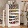 Fnova 20 Pairs Shoe Storage Cabinet, 8-Tier Tall Shoe Rack, Wooden Shoe Shelf, White