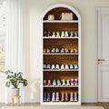 Fnova 24-30 Pairs Shoe Storage Cabinet, 6-Tier Tall Wooden Arch Cabinet Organizer, Large Modern Free Standing Shoe Rack, White