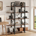 Fnova 5-Tier Tall Bookshelf, 70" Industrial Bookcase, Modern Display Rack for Living Room, Home Office, Heavy Duty, Brown