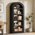 Tribesigns 70.9'' Tall Arched Bookshelf, 5-Tier Wooden Open Bookcase Display Shelves Organizer for Living Room, Bedroom, Library, or Office, Black