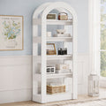 Fnova 70" Open Arch Bookcase, 5-Tier Display Storage Shelf, Space-Saving Modern Bookshelf for Living Room, Bedroom, Home Office, White