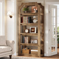 Fnova 70" Tall Wooden Bookcase, 5-Tier Bookshelves with Storage, 31.5" W Freestanding Display Rack for Living Room, Kitchen, Library, Brown