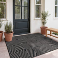 Fnova Modern Easy Jute 3x5 Washable Outdoor Patio Rug, Black and White Area Rugs for Entryway Kitchen Front Door, Washable Non-Slip Low Pile Indoor Carpet for Living Bathroom, Oeko-Tex Certified