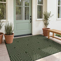 Fnova Modern Easy Jute 3x5 Washable Outdoor Patio Rug, Washable Green Area Rugs for Entryway Kitchen Front Door, Geometric Non-Slip Low Pile Indoor Carpet for Porch Backyard, Oeko-Tex Certified