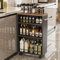Fnova Slim Storage Cart, 4-Tier Rolling Kitchen Cart, Slide Out Narrow Utility Side Table for Bedroom, Bathroom, Laundry, Black