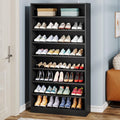 Fnova Tall Shoe Storage Cabinet, Wood Freestanding 8-Tier 40-45 Pairs Shoe Rack Organizer with Open Shelves for Entryway, Black