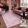 Fnova Zebra Print 5x7 Pink Washable Area Rug for Girls Bedroom, Soft Non Slip Nursery Living Room Rug, Boho Modern Animal Non-Slip Indoor Carpet for Dorm Kids Playroom, Oeko-Tex Certified