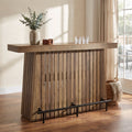 Fnova 63-Inch Bar Table with 2-Tier Storage Shelves, Pub Table with Metal Footrest, Farmhouse Bar Height Table for Kitchen Dining Room Living Room,WM010954_DBN_US