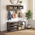 Fnova 5-in-1 Entryway Organizer, 3-Tier Shoe Rack with 3 Cubbies & 7 Hooks, Coat Rack for Hallway Mudroom,WM010576_GB_US