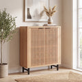 Fnova 6-Tier Farmhouse Cabinet with Adjustable Shelves, Side Cabinet & Shoe Storage, Shutter Doors, Wood & Metal, for Entryway, Hallway, Living Room, Bathroom,WM011307_LBN_US